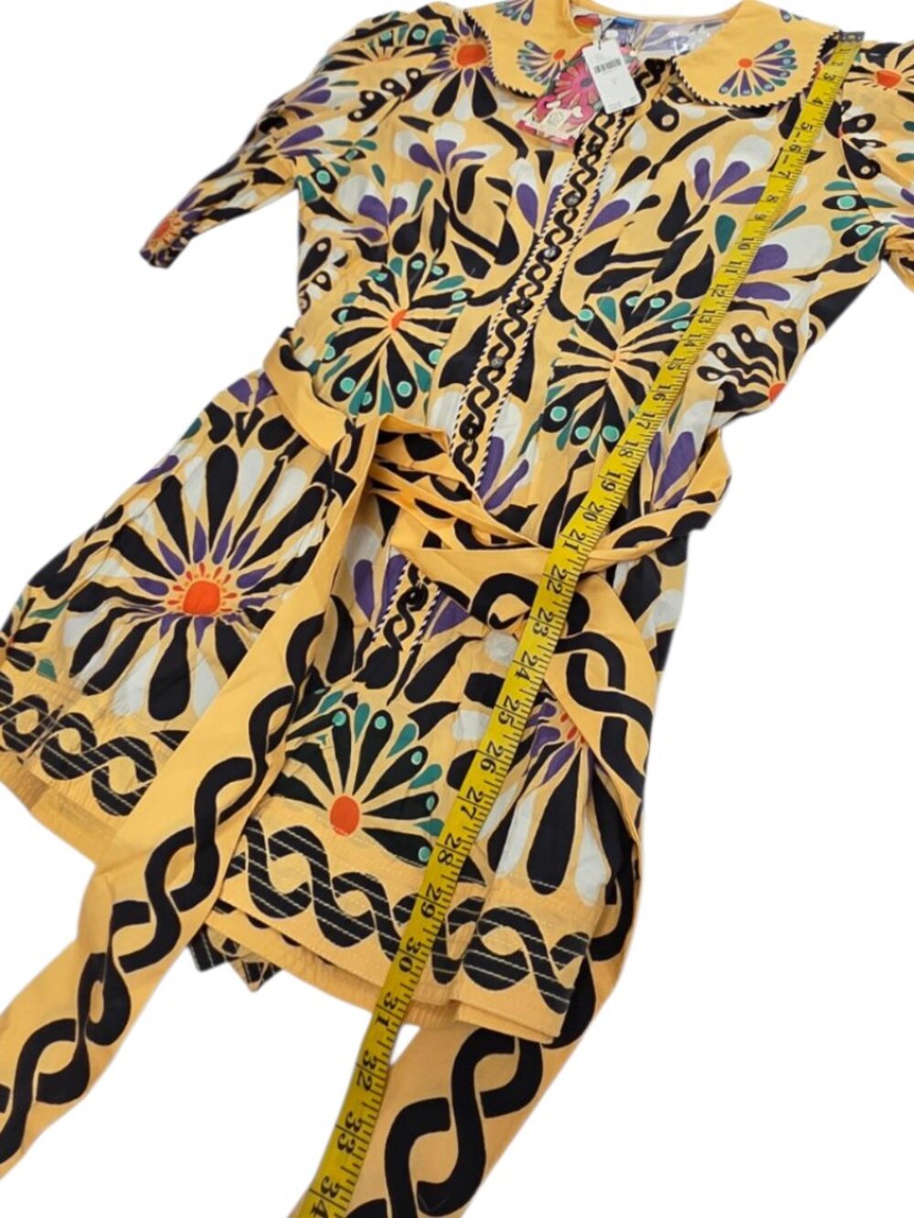 Farm Rio x Anthropologie Puff-Sleeve Printed Romper, Cotton, Boho, Resort, Sz S - Picture 6 of 11